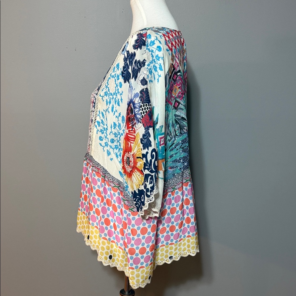EUC Johnny Was Multicolor Floral Blouse Top - Size Large - Picture 3 of 10